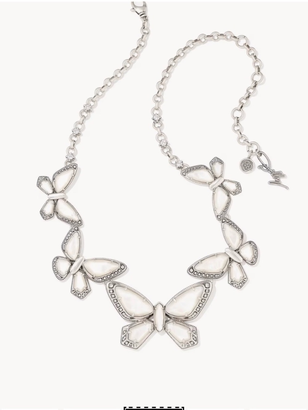 Dolly Parton x Kendra Scott Vintage Silver 1974 Butterfly Necklace in Ivory